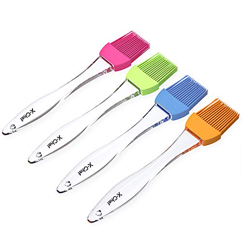 X-Chef Silicone Basting Pastry Brushes for Cooking Baking BBQ, Kitchen Brush for Food Butter Grilling Sauce, Heatproof, Dishwasher Safe Flexible Easy Clean, BPA Free, Set of 4