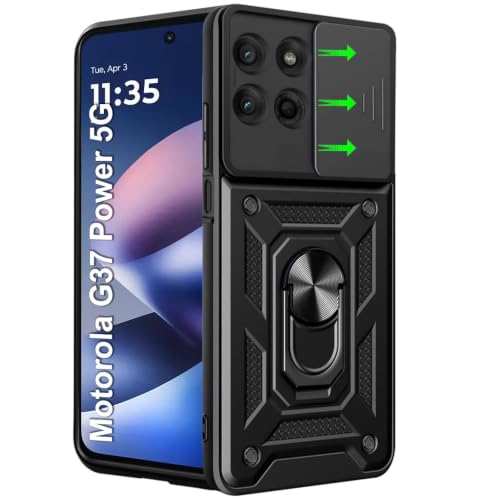 Image of AIBEX Back Cover Compatible for Motorola G77 Power 5G / G37 5G / G37 Power 5G | D10 Tough Armor Case | Sliding Camera Shield | 360 Protection | Kickstand Ring Holder | Military-Grade Bumper Case