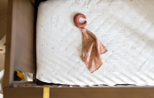 Image of Pehr Crib Sheet, Celestial | Breathable Brushed Organic Cotton for Soft Sleep | Fits Standard Crib Mattresses up to 52 inchL x 28 inchW x 8 inchH