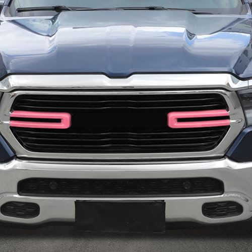 Image of Jimen Compatible with Dodge Ram 2018-2025, 2PCS Front Grille Cover Exterior Trim Accessories (Pink)