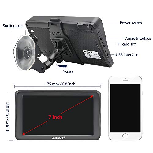 AWESAFE-Sat-Navs-for-Cars-7-Inch-Car-Sat-Nav-GPS-Navigation-Includes-Postcodes-Speed-Camera-Alerts-POI-Lane-Assistance-Truck-Lorry-Satnav-with-Sunshade