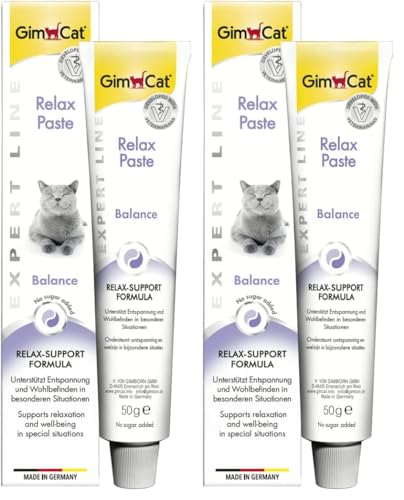 GimCat EXPERT LINE Relax Paste - Funktionaler Katzensnack unterstützt Entspannung und Wohlbefinden der Katze - 1 Tube (1 x 50 g) (Packung mit 2)