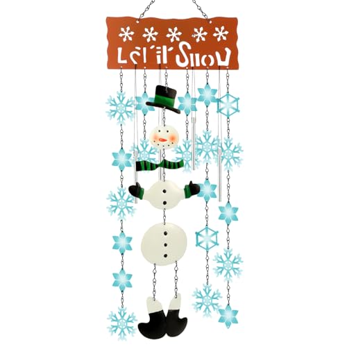 Christmas Snowman Wind Chimes with Metal Snowflake for Outside 33 Large Waterproof Christmas Hanging Snowflake Wind Chimes Gifts for Xmas Holiday Party Indoor Outdoor Hanging Decor