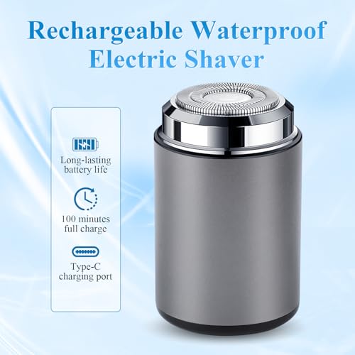 Image of New Unisex Mini Portable Electric Shaver, Portable Mini Electric Shaver, USB C Rechargeable Waterproof Electric Razor Trimmer for Car, Office, Business Trip (Silver)