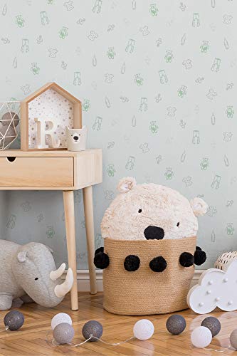Kids Wallpaper Little Stars Non-Woven Wallpaper 10.05 m x 0.53 m Green Bronze White Made in Germany by Livingwalls 358451 35845-1 - Image 4