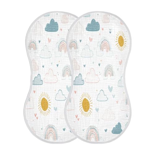 Kigai Boho Rainbow Baby Burp Cloths Extra Soft and Absorbent Burping Rags Cotton Burping Clothes Baby Washcloths for Newborn Boys Girls - 1 Pack