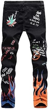 FSSMER 3D Painted Graffiti Printed Jeans Men's Hip Hop Pants