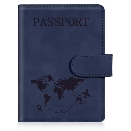 AOOTE Capa para passaporte de couro de PU, porta-passaporte com bloqueio RFID, acessórios unissexo para passaportes cartões de crédito capa cartão identific