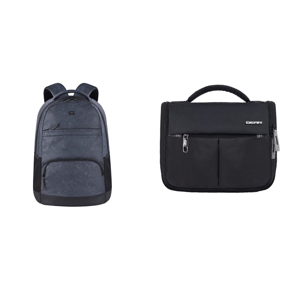 Gear Vintage2 Anti Theft Faux Leather 28 Ltrs Navy Laptop Backpack (LBPVG2LTH0501) Black Toiletry Bag (ACCTLTPCH0112) (B089MRLZXN) Amazon Price History, Amazon Price Tracker