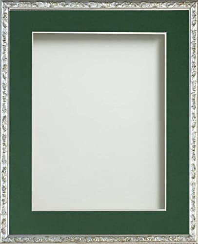 Frame Company Olivia Silver 14x11 Frame With Bottle Green Mount For 12x8 inch — image 1