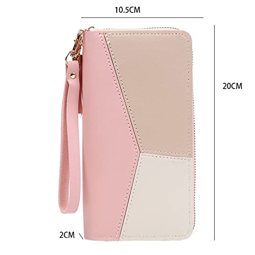 Womens wallet Zipper Long Wallets Purses Handbags Coin Purse Cards Holder Leather Billfold (Pink)2