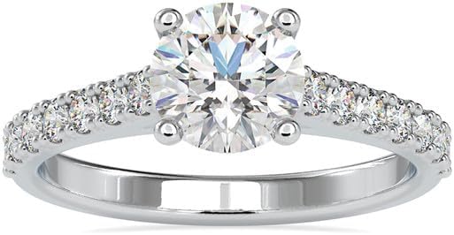 1ct 6.5mm 10K 14K 18K Gold Moissanite Engagement Wedding Ring for Women Classic 4-Prong Simulated Diamond Promise Bridal Ring Size 4-12