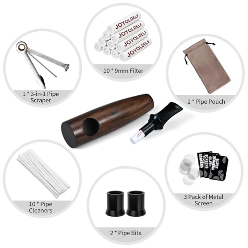 Joyoldelf Ebony Tobacco Pipe Set - Portable Wooden Smoking Pipe, Luxury Pipe Starter Kit with 3-in-1 Scraper, 9mm Pipe Filter and Smoking Accessories - Image 8