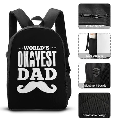 World'S Okayest Dad Beard Classic Backpack Lunch Bag Pencil Case 3 Piece Set Travel Daypack3