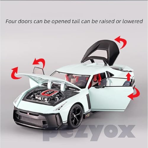 Image of Diecast GT R-50Toy Car 1:24 Scale Model,Pull Back Vehicles Alloy Simulation Supercar with Lights and Sound Also for Car Dashboard,Kids,Adult (Green)