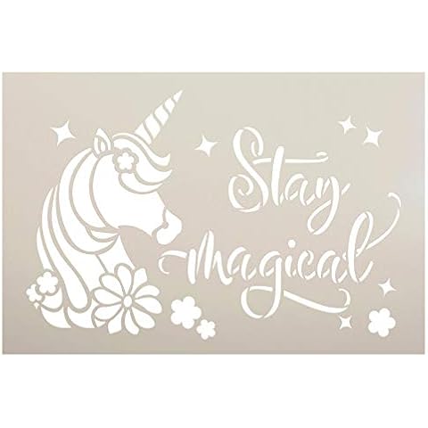 Stay Magical Stencil with Unicorn & Stars by StudioR12 | DIY Children's Bedroom & Nursery Home Decor | Paint Wood Signs | Select Size (7.5 x 5 inch) Cover