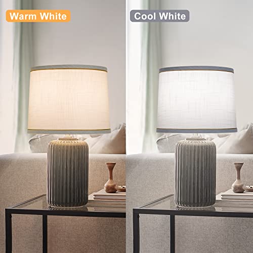 Image of Lampshades Set of 2 for Table Lamps, Floor Lamps, Fabric White Lamp Shades 11.6 inch Top x 12.6 inch Bottom x 9.8 inch High, Drum Lampshades(Spider Fitter), Medium Lamp Shades Replacement, Easy Assembly Required