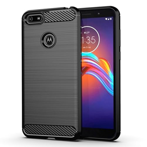 Vavies Funda para Moto E6 Play/para Motorola E6 Play XT2029 Carcasa Capa de Fibra de Carbono con Núcleo de TPU Flexible, Protección para Motorola Moto E6 Play Negro