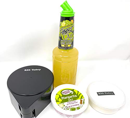 RSG TODAY Black Plastic Glass Rimmer and Margarita Salter with 3 Compartments (Value Pack 2) RSG TODAY Packaged Sugar Finest Call Premium Juice Lime Sour Mix Master of Mixes Margarita Salt