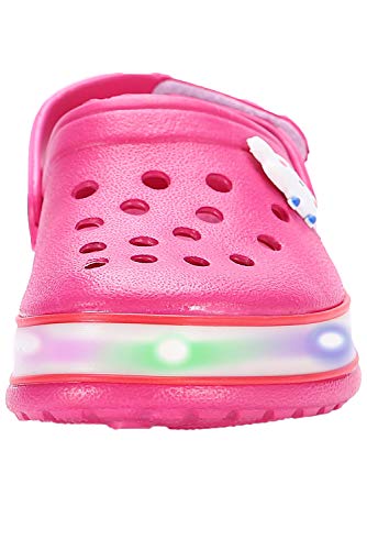 Xpkws Kids' Clogs Boys Girls Led Garden Shoes Light Up Sandals Slip On Quick Dry Beach Slippers (Rose Red, 10.5 Little Kid / 28) #TOP3
