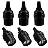 DiCUNO E26 Vintage Lamp Socket, UL-Listed, Edison Bulb Pendant Light Sockets Replacement, Retro Black Lampholder for Light Fixture Parts, DIY, Industrial, Pipe, Decorative Lighting,6 Packs