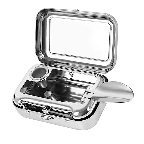 Bärbar mini askfat fyrkantig metall askfat cigarett aska behållare med lock för inomhus utomhus uteplats kontor användning