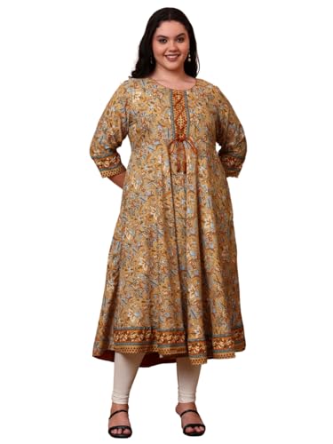 Image of Yash Gallery Women's Rayon Relaxed Fit Anarkali 's Floral Printed Kurta