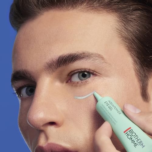 Biotherm Homme Aquapower Eye Gel, revitalisierende Augencreme für Männer, mit hochwertigem Koffein und Life Plankton, kühlendes Augengel für eine straffere und strahlende Augenpartie, 15 ml