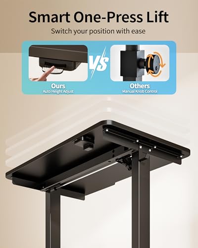 Image of Okin Electric Standing Desk 31.5x19.7 Inches Small Computer Desk-Whole Piece Stand up Desk with Wheels Gaming Rolling Home Office Desks, Black
