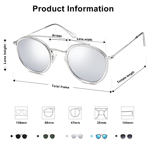 Image of SOJOS Retro Vintage Round Polarized Sunglasses for Women Men Double Bridge Circle Sunnies SJ1104