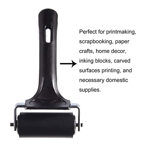 2 Pack Rubber Brayer Roller for Printmaking, 6cm Sturdy Rubber Hand Roller, Vinyl Roller Ink Paint Brush for Wallpapers Stamping Gluing Application