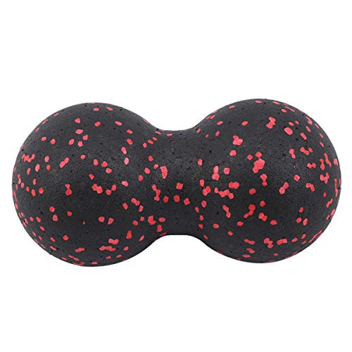 Beiswin Erdnussform Selbstmassage Roller Doppel Lacrosse Ball Fitness Körper Faszie Massage Yoga Übung Massagegerät,Schwarz Rot Cover