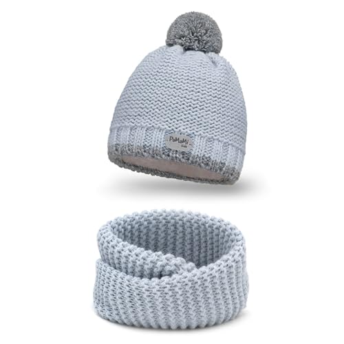 Bonnet snood enfant chaud 50-55 cm avec fils et polaire