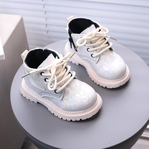 Boys Girls Glitter Ankle Boots Kids Toddler Lace Up British Style Sparkling Casual Shoes Side Zipper Party Booties2