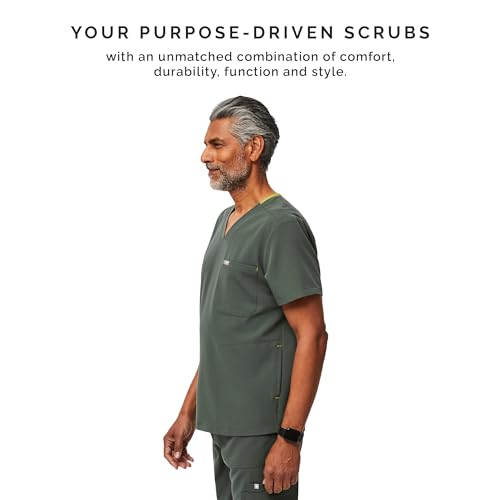 Image of FIGS Chisec Scrub Top for Men - 3 Pockets, Tailored Fit, Squared V-Neck, 4-Way Stretch, Moisture-Wicking