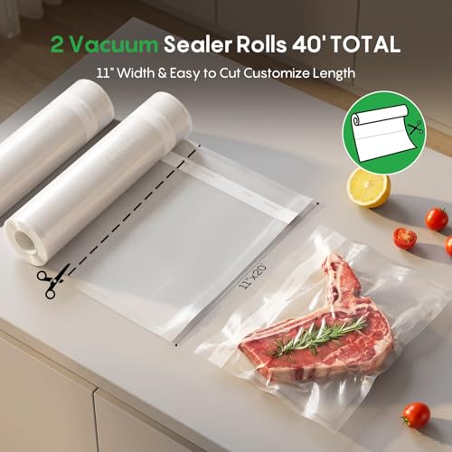 Image of FRESKO Vacuum Sealer Bags Rolls with Write-On Labels, 11 inch x 20' 2 Pack Bags