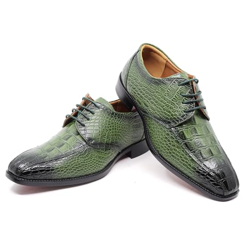 Image of Men's Alligator Crocodile Print Oxford Fashion Lace Up Dress Shoe croco-03