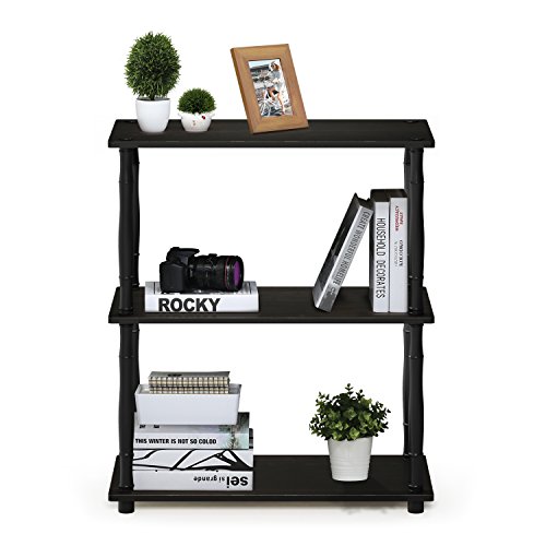 Image of Furinno Turn-N-Tube 3-Tier Compact Multipurpose Shelf Display Rack with Classic Tube, Espresso /Black