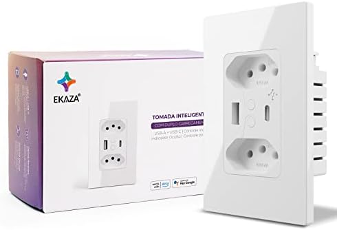 EKAZA Tomada de Parede inteligente Dupla, Com entrada USB + USB-C...