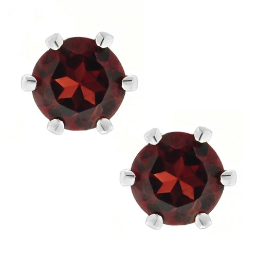 Gem Stone King 2.00 Cttw Round Red Garnet 925 Sterling Silver Earrings for Women | Gemstone Birthstone | Round 6MM3