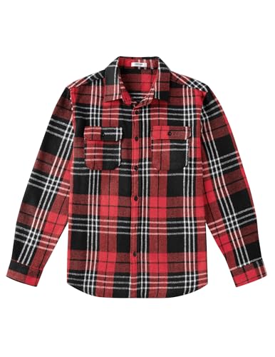 Image of COOFANDY Mens Flannel Shirts Long Sleeve Plaid Shirt Jacket Button Down Shirt with Pockets
