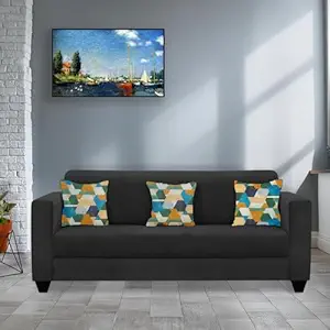 The Mint club Furnitures Aura Sofa Set for Living Room (Reven Black, 3 Seater Sofa)