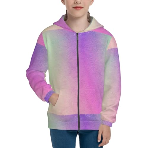 Watercolor Paper Texture Kids Pullover Hoodies Boys Zip Up Sweatshirts Girls Athletic Clothes with Pocket3