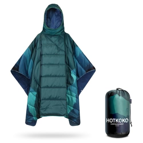 hotkoko Poncho Blanket Outdoor Wearable Camping Blanket Hoodie Waterproof