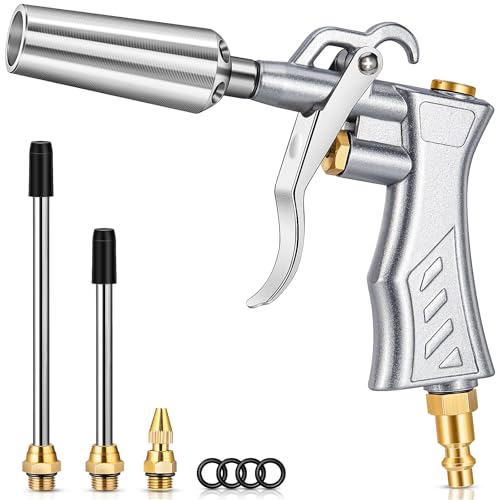 JASTIND High Volume Air Blow Gun with Powerful Venturi Nozzle, Brass Adjustable Air Nozzle Blow Gun w/ 2 Steel Extension, Pneumatic Air Blower Tool for Air Compressor Accessories Dust Cleaning