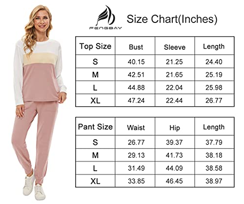 Fengbay Two Piece Outfits For Women,Long Sleeve Crewneck Pullover Tops And Pants Sweatsuits Lounge Set With Pockets #TOP4