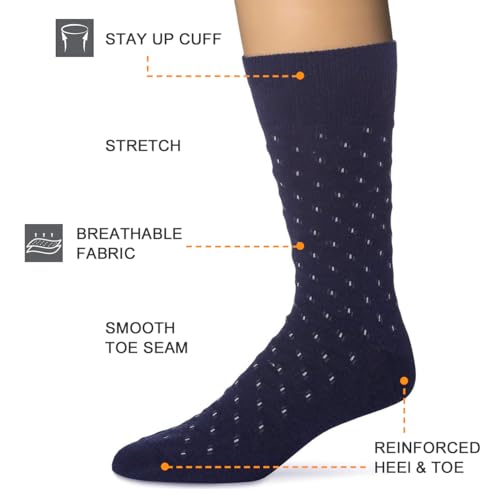 KM Legend Men's Dress Socks Classic Fine Lightweight for Formal and Casual Wear (5 Pair Pack)2