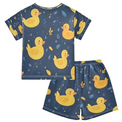 senya Duck Cartoon Swimming Summer Pajamas Set Short Cotton Sleepwear 2 Piece2