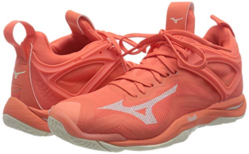 Mizuno Women\'s Wave Mirage 3 Handball Shoe, Livingcoral Snow White, 6.5