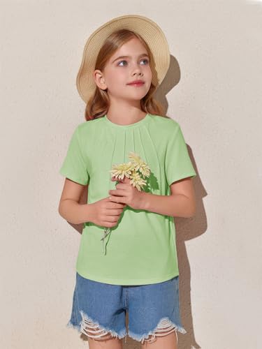 Image of Haloumoning Girls Pleated T Shirts Kids Summer Short Sleeve Fashion Tops Tees 5-14 Years